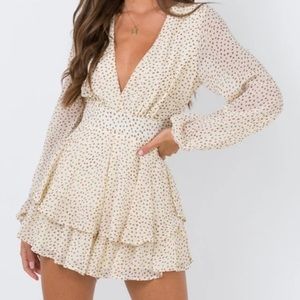 Japna size M polka dot ruffle romper worn once